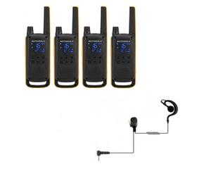 Confezione da 4 Motorola Talkabout T82 Extreme + 4 cuffie con gancio per l'orecchio Confezione da 4 Motorola Talkabout T82 Extreme con 4 cuffie con
