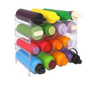 Confezione da 4 organizer trasparenti impilabili per bottiglie d'acqua, 4 ripiani, ampio scomparto per Stanley, organizer per tazze, armadietti da cucina e dispensa, contiene 16 bottiglie