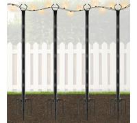 Confezione da 4 pali per luci a festone, 3 m, con forcella, per luci da esterni, resistenti alle intemperie, pali in metallo resistente, per esterni, giardino, patio, terrazza, cortile
