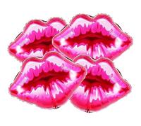 Confezione da 4 palloncini per labbra in lamina di alluminio rosso con bacio labbra in mylar, decorazioni cosmetiche per feste di addio al nubilato, ragazze, donne, compleanno, trucco, feste a tema