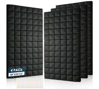 Confezione da 4 pannelli acustici, 121,9 x 61 x 5,1 cm, in schiuma ad alta densità, resistenti al fuoco, per casa, ufficio, sala registrazione, studio (confezione da 4)