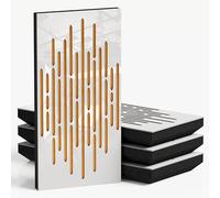 Confezione da 4 pannelli acustici sottili con tessuto di velluto, 50 x 25 cm, controllo decorativo del rumore e riduzione dell'eco, assorbimento acustico e diffusione, colore: [WAVE-F - plastica