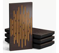 Confezione da 4 pannelli acustici stretti con tessuto di velluto | 50 x 25 cm | Controllo decorativo del rumore e riduzione dell'eco | Assorbimento e diffusione del suono | Colore: [WAVE-F - Wenge |