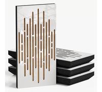 Confezione da 4 pannelli acustici stretti con tessuto di velluto | 50 x 25 cm | Controllo decorativo del rumore e riduzione dell'eco | Assorbimento e diffusione del suono | Colore: [WAVE-F - Plastica