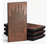Confezione da 4 pannelli acustici stretti con tessuto di velluto | 50 x 25 cm | Controllo decorativo del rumore e riduzione dell'eco | Assorbimento e diffusione del suono | Colore: [WAVE-F - Nut |
