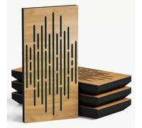 Confezione da 4 pannelli acustici stretti con tessuto di velluto | 50 x 25 cm | Controllo decorativo del rumore e riduzione dell'eco | Assorbimento e diffusione del suono | Colore: [WAVE-F - Oak |