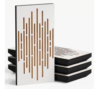 Confezione da 4 pannelli acustici stretti con tessuto di velluto | 50 x 25 cm | Controllo decorativo del rumore e riduzione dell'eco | Assorbimento e diffusione del suono | Colore: [WAVE-F - Bianco |