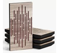 Confezione da 4 pannelli acustici stretti con tessuto di velluto | 50x25 cm | Controllo decorativo del rumore e riduzione dell'eco | Assorbimento e diffusione del suono | Colore: [WAVE-F - Sonoma |