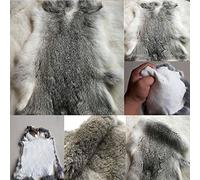 Confezione da 4 pelli di coniglio conciate al naturale grigio (25,4 x 30,5 cm, pelle di coniglio con pelle di qualità da cucire)