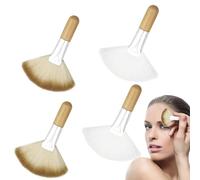 Confezione da 4 pennelli a ventaglio da donna con setole morbide per evidenziare il viso, pennelli applicatori con manico, strumenti per il trucco del viso (stile 3)