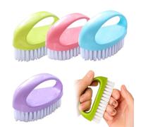 Confezione da 4 pennelli per unghie per la pulizia delle unghie, resistenti, in nylon, setole rigide, per meccanici, giardinieri, mani sotto le unghie, dita dei piedi (viola, blu, rosa, verde)