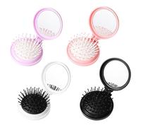 Confezione Da 4 Pettini Pieghevoli Rotondi, Pettine Con Specchio, Pettine Portatile, Mini Pettine Carino, Pettine A Cuscino D'Aria