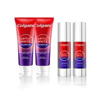 Confezione da 4 pezzi dentifricio Colgate Optic bianco viola 100 g + siero 40 ml