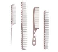 Confezione da 4 pezzi, manico ergonomico per un'esperienza di pettinatura più confortevole dei capelli, più comoda da tenere in mano, pettine in metallo, argento opaco