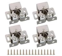 Confezione da 4 Pezzi Serrature per Mobili, Serrature a Doppio Rullo, Serrature per Porte con Chiusura a Molla, Serrature con Viti, Ante per Armadietti per Tutti i Tipi di Porte (Argento)