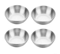 Confezione da 4 piatti per salsa in acciaio inox progettati per una varietà di impostazioni di sala da pranzo (argento)