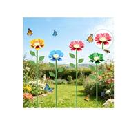 Confezione da 4 picchetti in metallo per mangiatoia d'acqua, decorazione da giardino per esterni, margherite colorate per api, farfalle, uccelli, prato e patio