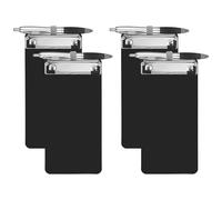 Confezione da 4 piccoli portablocco con portapenne, 10 x 22 cm, in plastica, colore nero, mini portablocco con clip di fissaggio, blocchi note stretti per biglietti, casa, ristoranti, ufficio, scuola