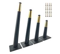Confezione da 4 piedini in metallo per mobili, 17 cm, colore oro e nero, design obliquo conico, gambe di ricambio fai da te per tavoli, letti, divani, pouf, armadi, scrivanie