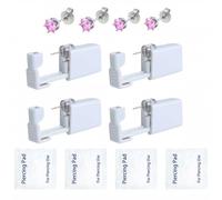Confezione da 4 pistole usa e getta per piercing all'orecchio, kit di pistola per piercing all'orecchio, kit di sicurezza per piercing all'orecchio, senza dolore, con perno