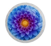 Confezione da 4 pomelli a forma di dalia, rotondi bianchi da 35 mm, per cassetti della cucina, armadietti, mobili da cucina, con viti di 2 dimensioni