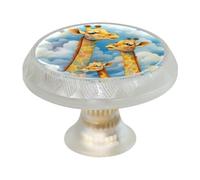 Confezione da 4 pomelli a forma di giraffa, 35 mm, trasparenti, rotondi, per cassetti e guardaroba, con 8 viti, per armadi e mobili
