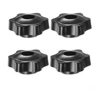 Confezione da 4 pomelli a forma di stella, filettatura interna M8, in plastica nera, con inserto in ottone, maniglia filettata interna (38 mm)