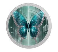 Confezione da 4 pomelli bianchi a farfalla blu per armadietti da cucina, maniglie per cassettiera, comodino, armadio