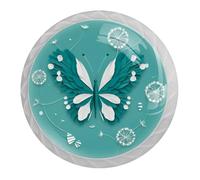 Confezione da 4 pomelli bianchi per armadietti da cucina, a forma di farfalla, per cassettiera, comodino, armadio