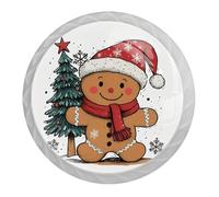 Confezione da 4 pomelli bianchi per armadietti da cucina, a forma di omino di pan di zenzero e albero di Natale, maniglie per cassettiera, comodino, armadio