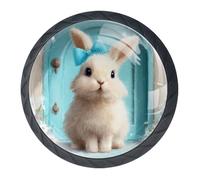 Confezione da 4 pomelli decorativi a forma di coniglietto pasquale, per armadietti alla moda, pomelli per cassettiere, maniglie per armadi e cassetti, 3,5 cm