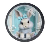 Confezione da 4 pomelli decorativi a forma di coniglietto pasquale, per armadietti alla moda, pomelli per cassettiere, maniglie per armadi e cassetti, 3,5 cm