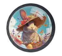 Confezione da 4 pomelli decorativi pasquali a forma di coniglio, per cassetti, per armadi alla moda, pomelli per comò, maniglie per armadi e cassetti, 3,5 cm