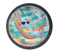 Confezione da 4 pomelli decorativi per armadi e cassetti, motivo: coniglio pasquale, per armadi alla moda, maniglie per cassettiere, maniglie per armadi e cassetti, 3,5 cm