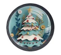 Confezione da 4 pomelli decorativi per armadietti a forma di albero di Natale, per cassetti alla moda, pomelli per comò, maniglie per armadi e cassetti, 3,5 cm