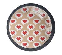 Confezione da 4 pomelli decorativi per cassetti, 3,5 cm, con messaggio a forma di cuore rosso, per cassetti, armadi, armadi, set da 4
