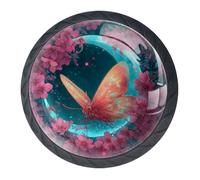 Confezione da 4 pomelli decorativi per cassetti a farfalla e luna, per armadi alla moda, pomelli per comò, maniglie hardware per armadi e cassetti, 3,5 cm