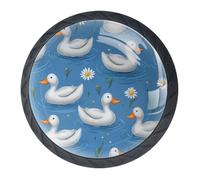 Confezione da 4 pomelli decorativi per cassetti, a forma di anatra che nuotano, 3,5 cm, per cassetti, credenze, armadi, set da 4