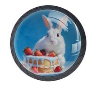 Confezione da 4 pomelli decorativi per cassetti a forma di coniglio e torta, per armadi alla moda, pomelli per comò, maniglie per armadi e cassetti, 3,5 cm