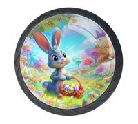 Confezione da 4 pomelli decorativi per cassetti a forma di coniglio e uova di Pasqua, per armadi alla moda, pomelli per comò, maniglie per armadi e cassetti, 3,5 cm