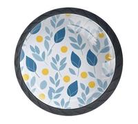 Confezione da 4 pomelli decorativi per cassetti, a forma di foglie e cerchi, 3,5 cm, per cassetti, credenze, armadi, set da 4