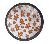 Confezione da 4 pomelli decorativi per cassetti, a forma di omino di pan di zenzero, colore nero, 3,5 cm, per cassetti, credenze, armadi, set da 4