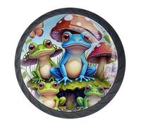 Confezione da 4 pomelli decorativi per cassetti a forma di rana e funghi, per armadi alla moda, pomelli per cassettiere, maniglie per armadi e cassetti, 3,5 cm