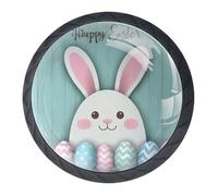 Confezione da 4 pomelli decorativi per cassetti con coniglietto pasquale rurale e uova, per armadi alla moda, pomelli per cassettiere, maniglie per armadi e cassetti, 3,5 cm