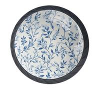 Confezione da 4 pomelli decorativi per cassetti con foglie di erbe botaniche blu, 3,5 cm, pomelli decorativi per cassetti, armadi, armadi, set da 4