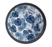 Confezione da 4 pomelli decorativi per cassetti con foglie verdi tropicali, 3,5 cm, pomelli decorativi per cassetti, armadi, armadi, set da 4