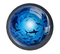 Confezione da 4 pomelli decorativi per cassetti con silhouette di pesci oceanici, per armadi alla moda, pomelli per comò, maniglie hardware per armadi e cassetti, 3,5 cm