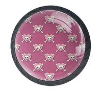 Confezione da 4 pomelli decorativi per cassetti con teschio rosa e amore, 3,5 cm, pomelli decorativi per cassetti, credenze, armadi, set da 4