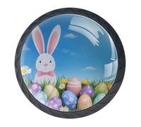 Confezione da 4 pomelli decorativi per cassetti con uova di Pasqua e conigli, per armadi alla moda, pomelli per comò, maniglie per armadi e cassetti, 3,5 cm