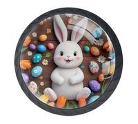 Confezione da 4 pomelli decorativi per cassetti con uova di Pasqua e coniglietto, per armadi alla moda, pomelli per comò, maniglie per armadi e cassetti, 3,5 cm